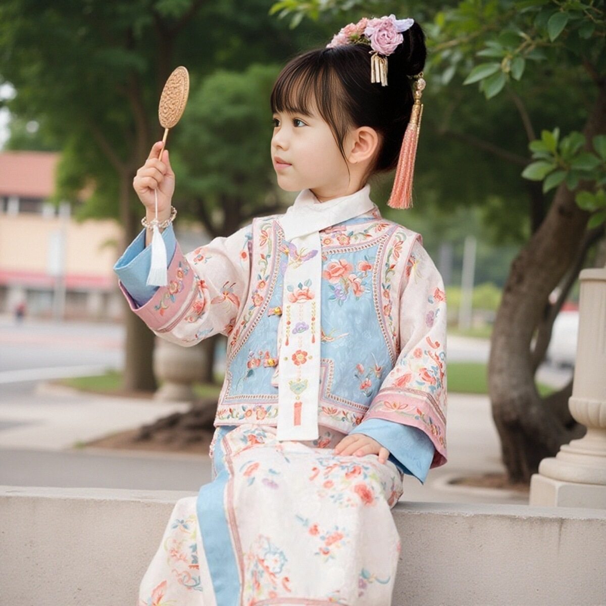 新款儿童古装格格服女童清朝宫廷服饰春秋旗袍中国风女童旗袍套装,淘宝优惠券,粉丝福利购,淘宝优惠卷