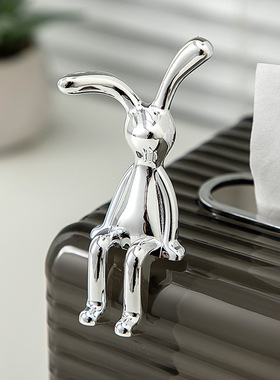 长耳兔子小坐姿摆件轻奢高档软装高级感家居客厅电视柜酒柜