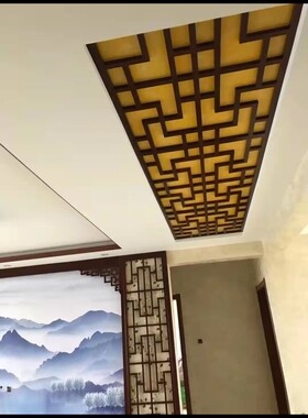 定制做仿古门窗电视背景墙屏风挂落客厅吊顶玄关隔断楼梯护栏