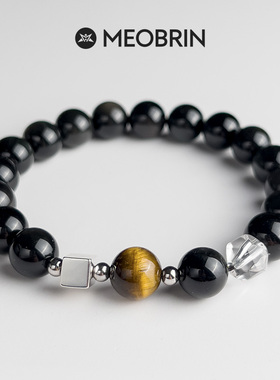 黑曜石情侣手链天然手串送男友