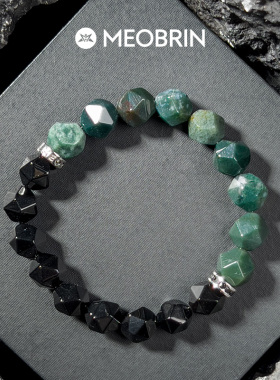 北欧手链男款自然水草黑玛瑙手串