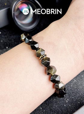 北欧风黑金曜石手链原创设计手串