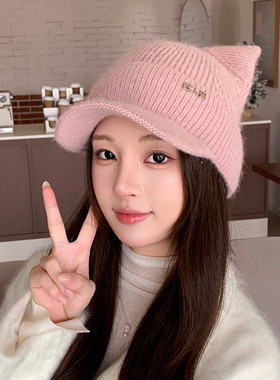 冬天毛线帽子女款秋冬季保暖帽女