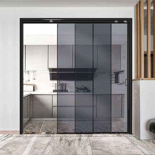 钛镁合金推拉门钢化玻璃吊轨厨房门大小户型适用极窄定制门 - 图3