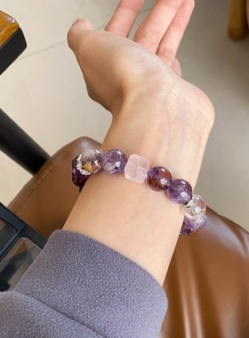 原创天然紫水晶手链薰衣