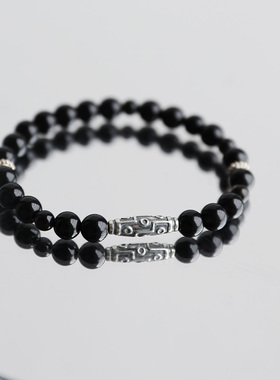 黑曜石手链女天珠手串转