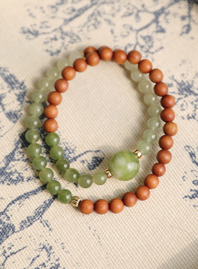 渐变和田玉手串晴水老山