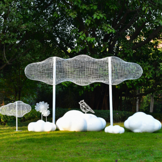 户外铁艺不锈钢镂空云朵雕塑商场广场景观装饰玻璃钢抽象人物摆件,淘宝优惠券,粉丝福利购,淘宝优惠卷