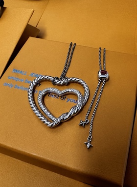 满天星璀璨叠戴双层爱心形项链微镶锆石桃心闪闪短款项链