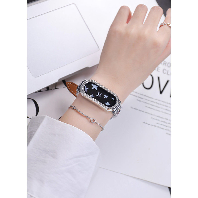 宣人KT猫拼皮适用小米手环8/9/pro表带金属小米109876NFC版女款红米Watch4/5小米34连接器透明壳小米通用表带