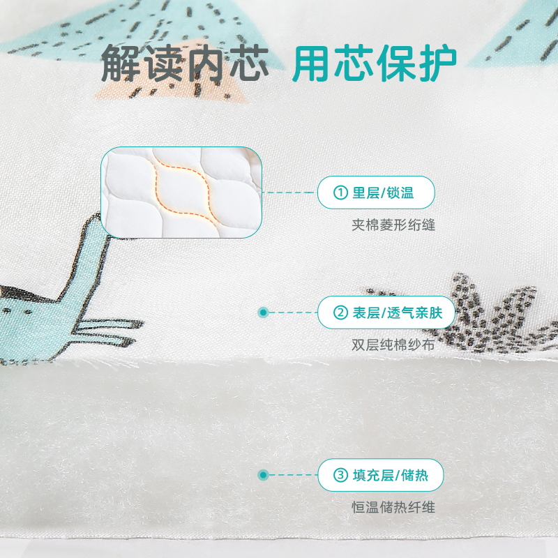 婴儿睡袋春秋纱布纯棉四季通用冬天加厚款恒温儿童宝宝防踢被神器