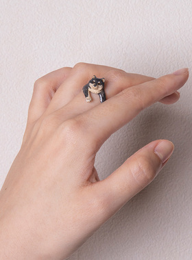 Palnartpoc柴犬开口戒指合金