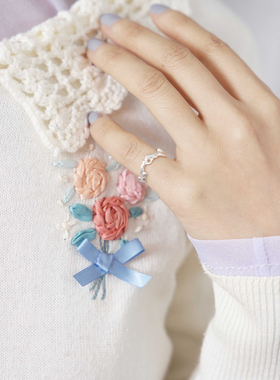 巡meguri精品Palnart Poc水纹尾戒银色波纹水獭配套手作可调节