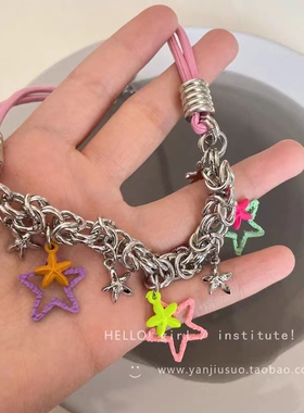 夏日多巴胺~y2k彩色星星项链女2023新款小众设计感高级颈链锁骨链