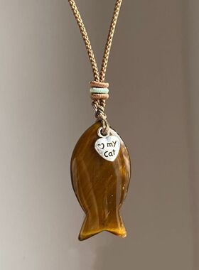 小众设计复古小鱼项链女高级感百搭锁骨链颈链长款毛衣链轻奢配饰