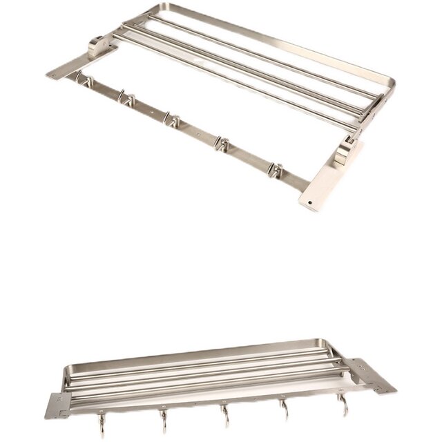 Stainless steel 304 silver thickened solid large enclosure x-edge simple storage towel rack folding bath towel rack storage rack