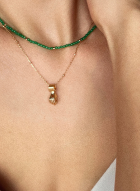 LHWindsor温莎珠宝Moss苔藓绿珠串项链新中式绿色颈链薄荷曼波风