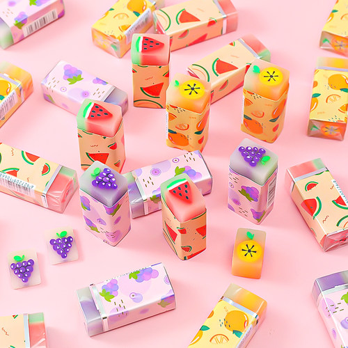 创意卡通可爱儿童水果夹心橡皮ins风女孩小学生幼儿园绘画专用擦得干净像皮擦少碎屑不留痕可切香味果冻象皮 - 图1