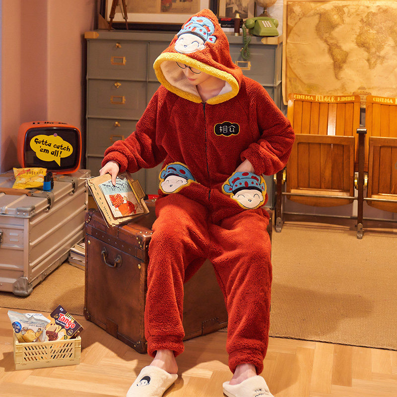 情侣珊瑚绒网红睡衣秋冬季家居服 听唯诗睡衣/家居服套装