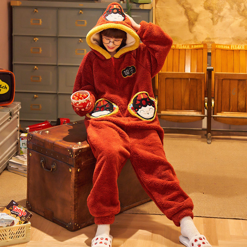 情侣珊瑚绒网红睡衣秋冬季家居服 听唯诗睡衣/家居服套装