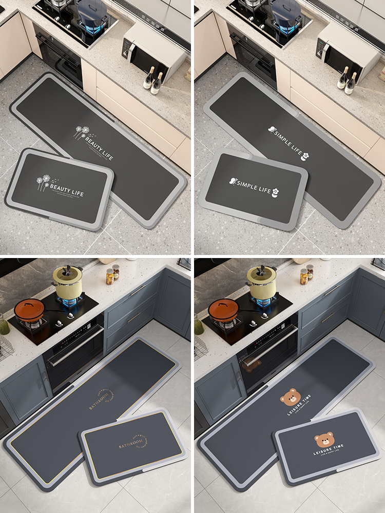 厨房地垫防滑防油免洗可擦软硅藻泥吸水吸油脚垫专用防水防脏地毯 - 图0