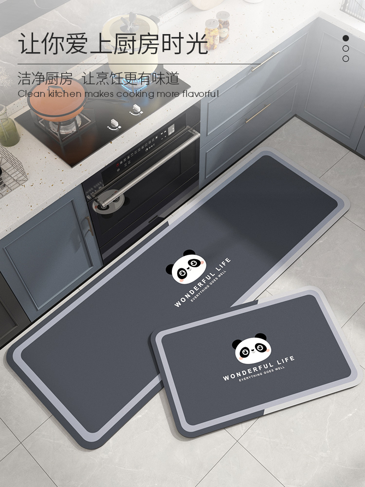 厨房地垫防滑防油免洗可擦软硅藻泥吸水吸油脚垫专用防水防脏地毯 - 图1