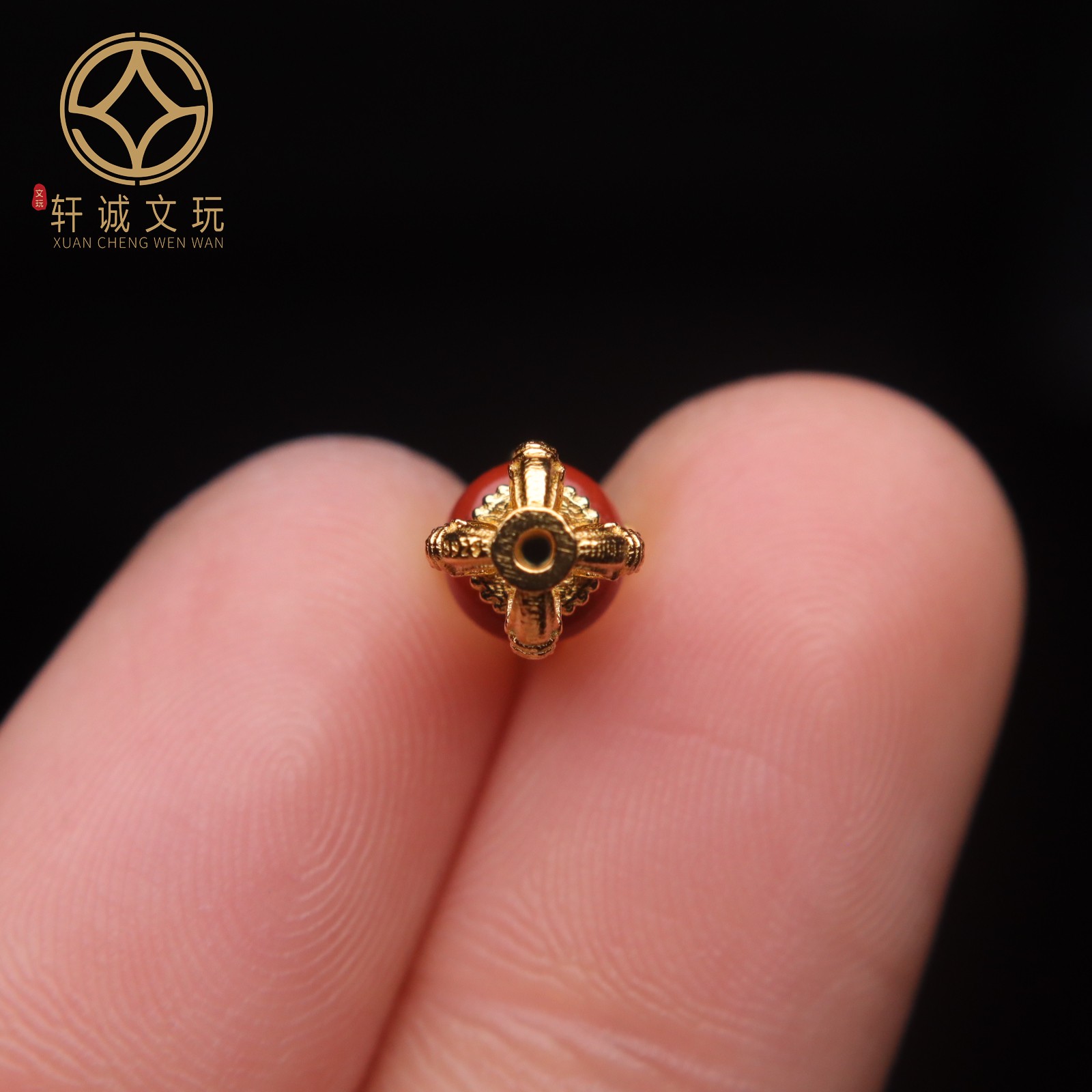 原创925银镀金金刚杵南红背云小配件挂件吊坠饰品菩提文玩配饰 - 图2