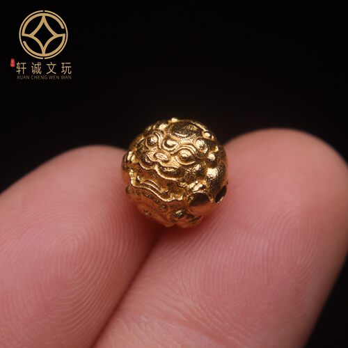 原创925银镀金貔貅兽珠顶腰珠隔珠菩提手串手工串珠diy文玩配饰 - 图0