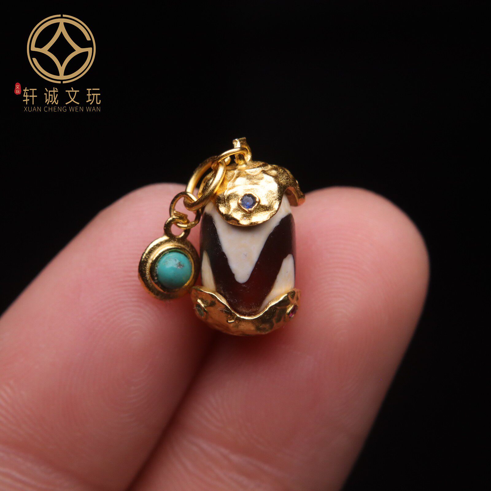 原创925银镀金镶嵌天然黑玛瑙天珠桶珠散珠DIY配饰新品配件配珠,淘宝优惠券,粉丝福利购,淘宝优惠卷