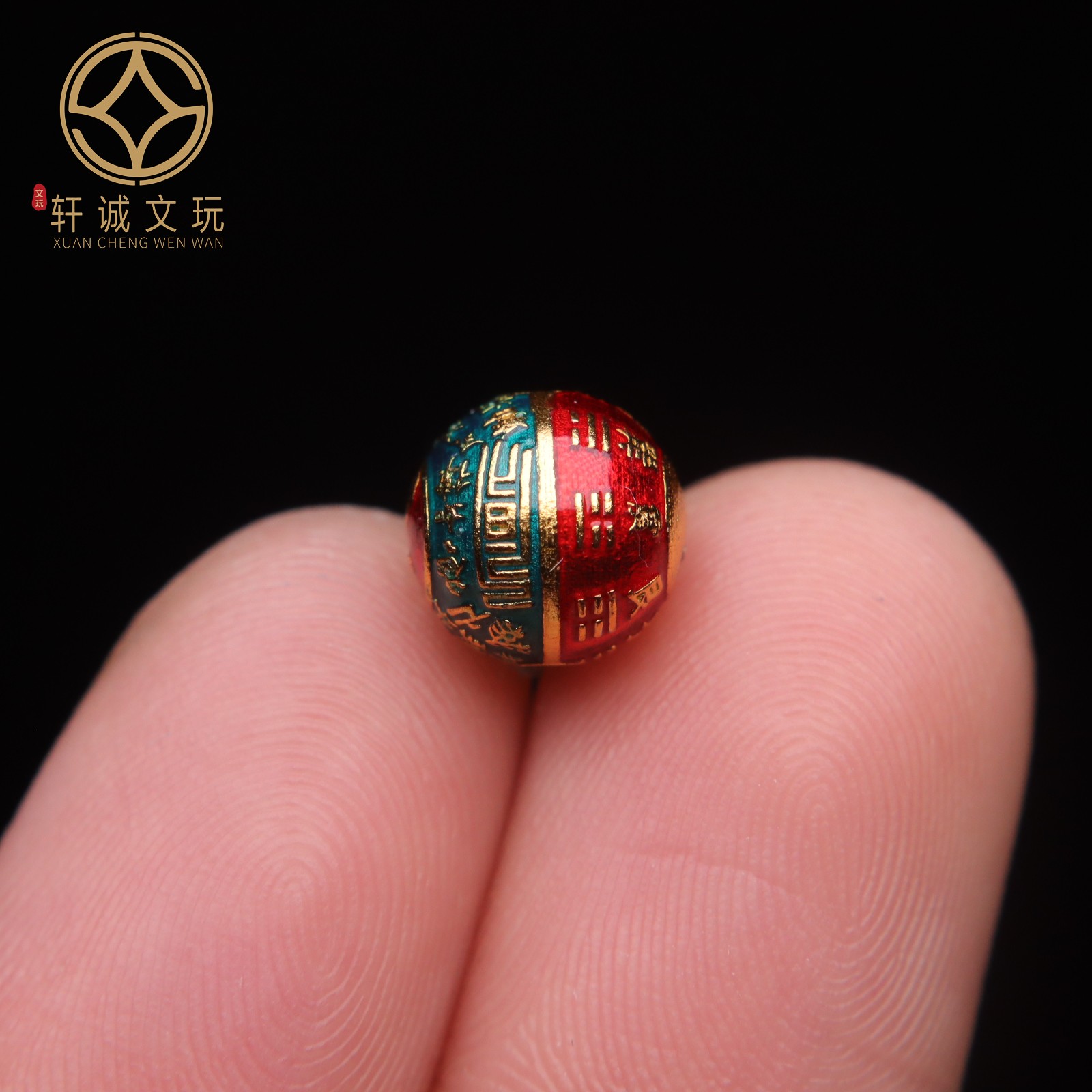 原创足银925彩绘太极八卦珠顶腰珠隔珠手串手工串珠diy文玩配饰 - 图3