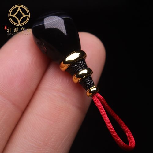 天然黑玛瑙古法金三通佛头星月金刚菩提108长串配饰配件文玩饰品 - 图1