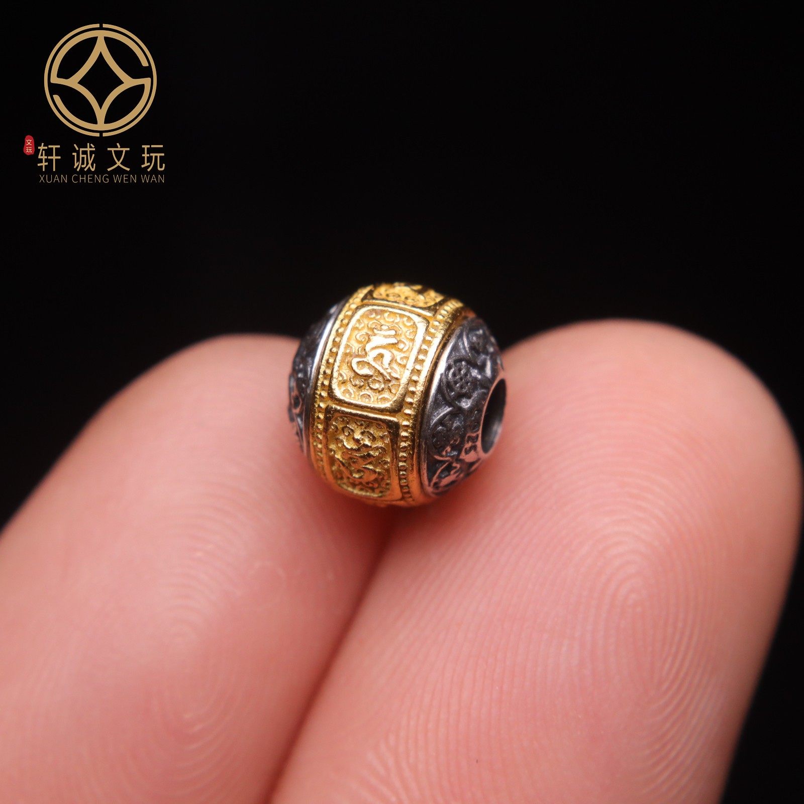 原创925银镀金六字真言老型桶珠腰珠隔珠手工串珠编绳diy文玩配饰,淘宝优惠券,粉丝福利购,淘宝优惠卷