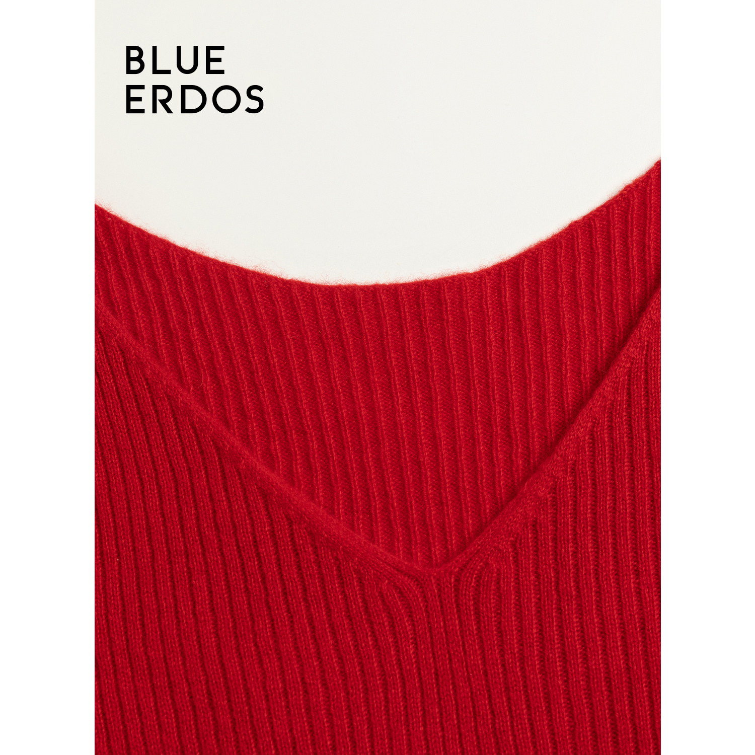 【100%山羊绒】BLUE ERDOS秋冬修身V领简约女打底针织套衫