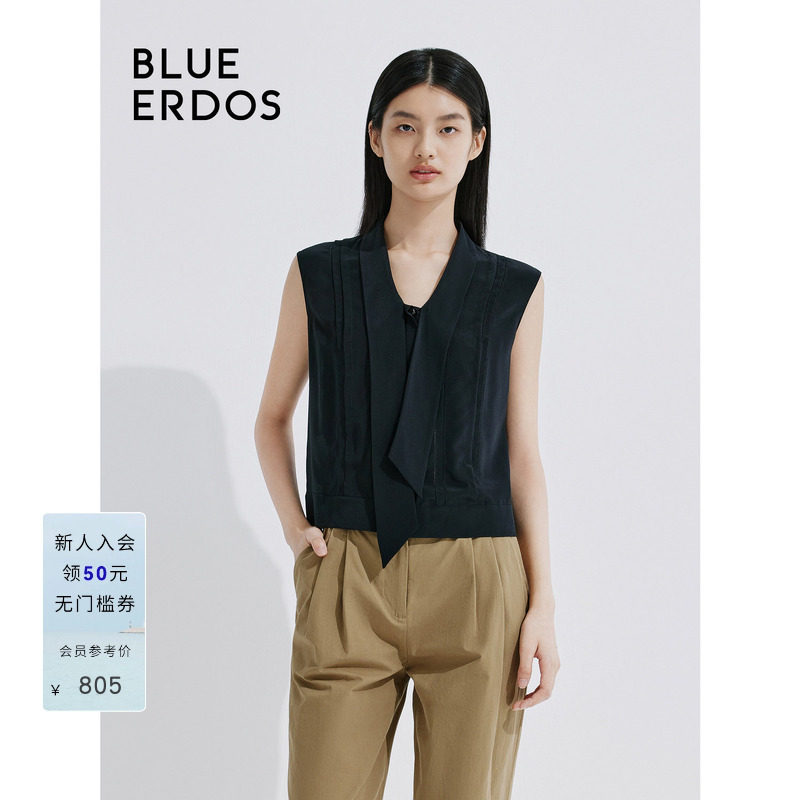 【真丝】BLUE ERDOS 无袖V领100%桑蚕丝上衣B245HB016