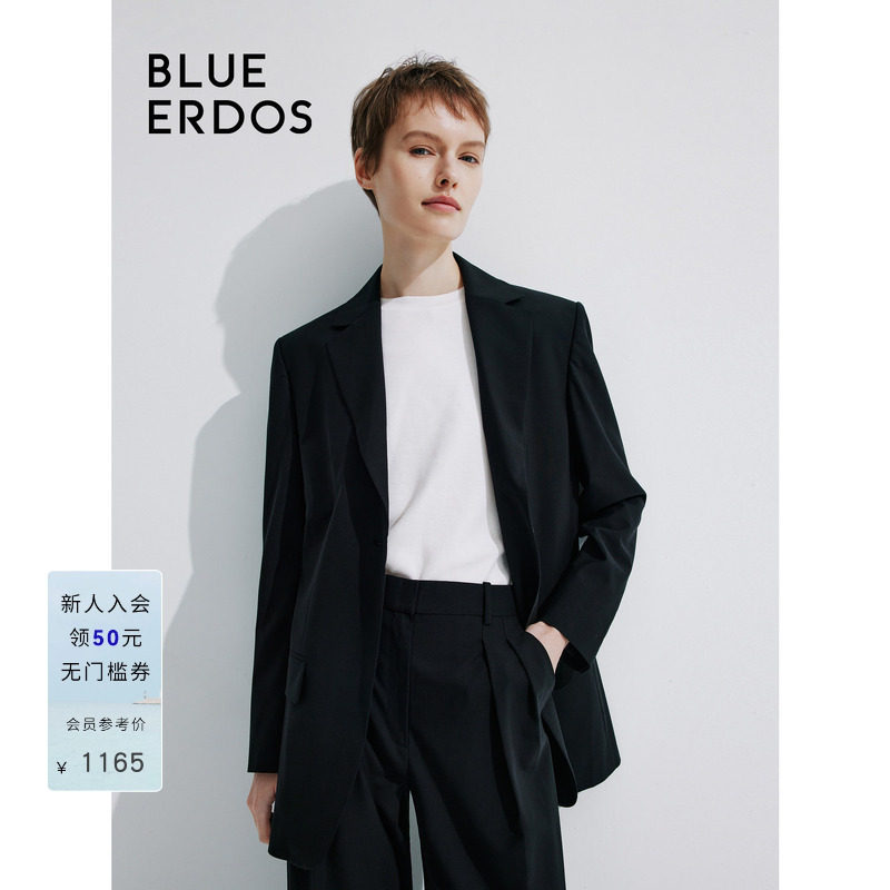 BLUE ERDOS春季简约通勤一粒扣绵羊毛西装女外套B245J1009