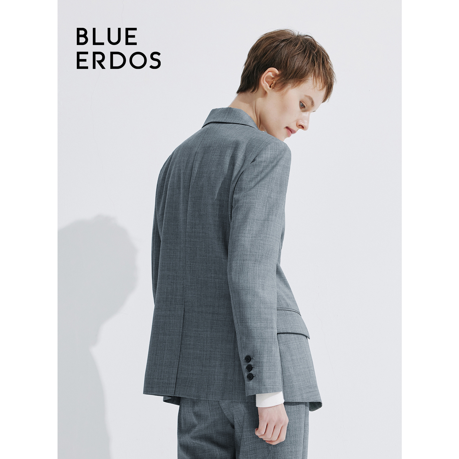 BLUE ERDOS24春夏新款格雷系翻领精纺羊毛西装女外套B245J1011