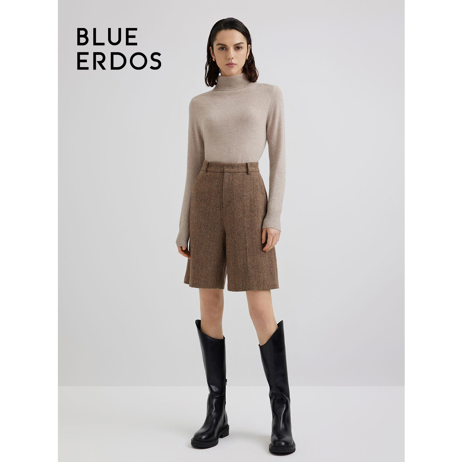 BLUEERDOS女装舒适百搭通勤羊绒樽领长袖