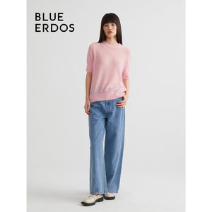 【100%山羊绒】BLUE ERDOS鄂尔多斯24春夏宽松空气羊绒短袖针织衫