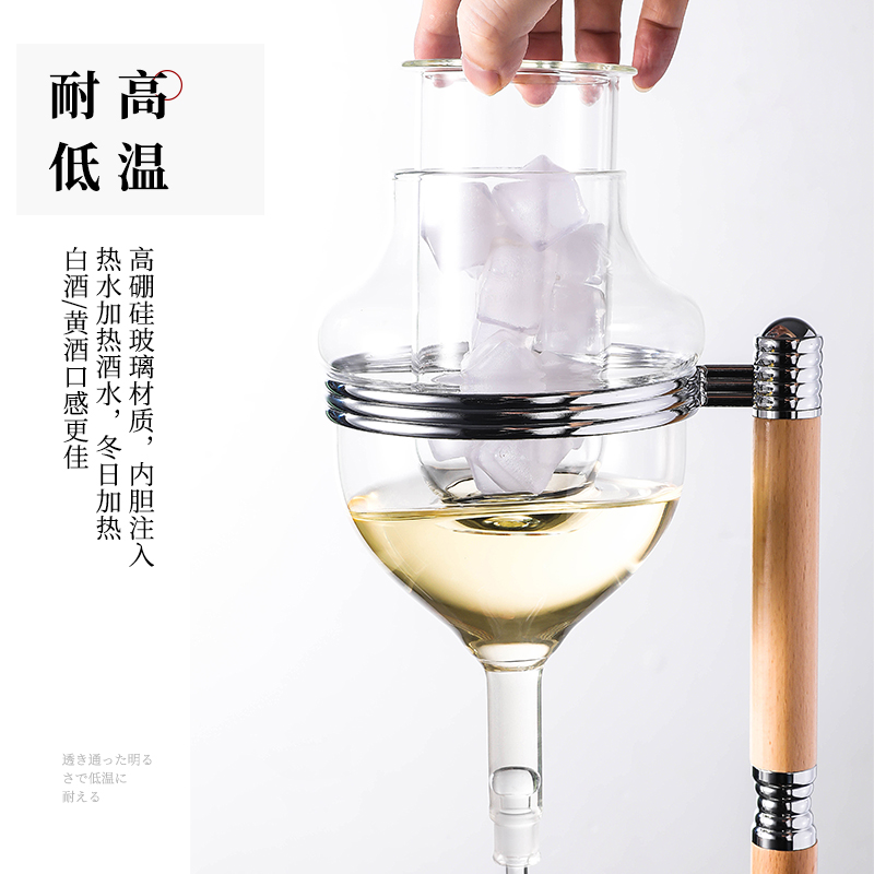 日本同款清酒酒具冰酒壶冷酒器顶针滴漏式温酒壶龙头分酒器醒酒器 - 图1