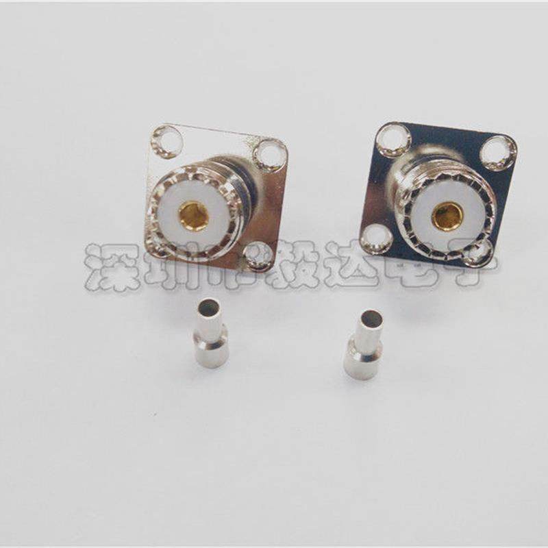 对讲机母座大方板UHF母头M座大法兰盘四孔固定接线RG174线50欧姆,淘宝优惠券,粉丝福利购,淘宝优惠卷