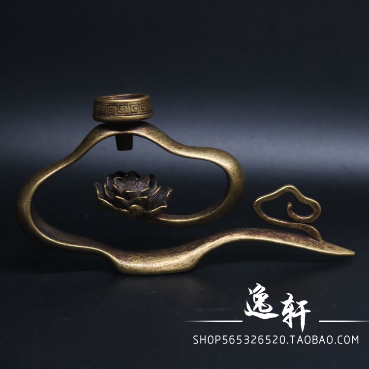 精工铜艺祥云莲花茶道铜宠倒流香具小摆件复古铜雕古玩铜器小铜雕 - 图1