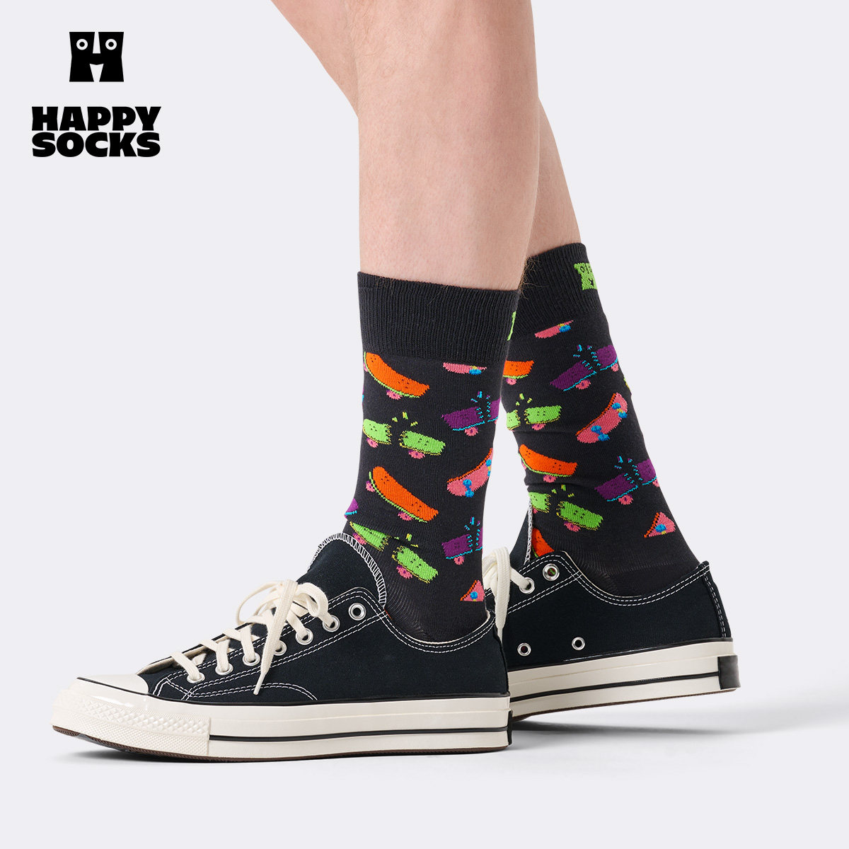 【2026新款】Happy Socks潮牌创意滑板多巴胺袜子个性小众中筒袜,淘宝优惠券,粉丝福利购,淘宝优惠卷