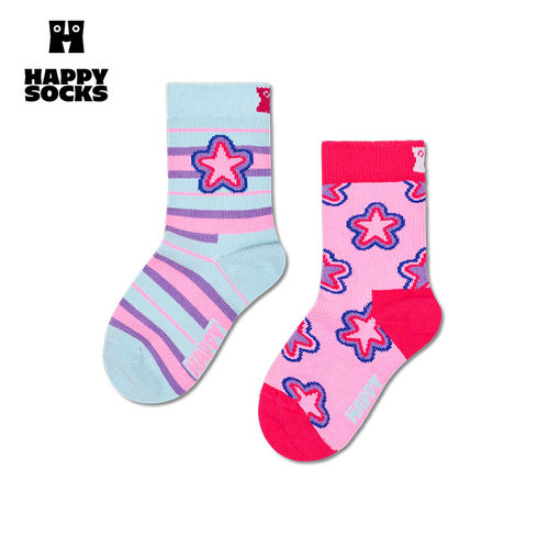 【2026春夏2双装】Happy Socks儿童可爱星星棉袜子中小童中筒袜 - 图1