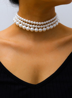 Multi layered necklaces popular pearl necklaces时尚多层项链