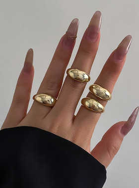 Trendy Curved Ring Joint Ring Open Set Ring时尚弧形环戒指