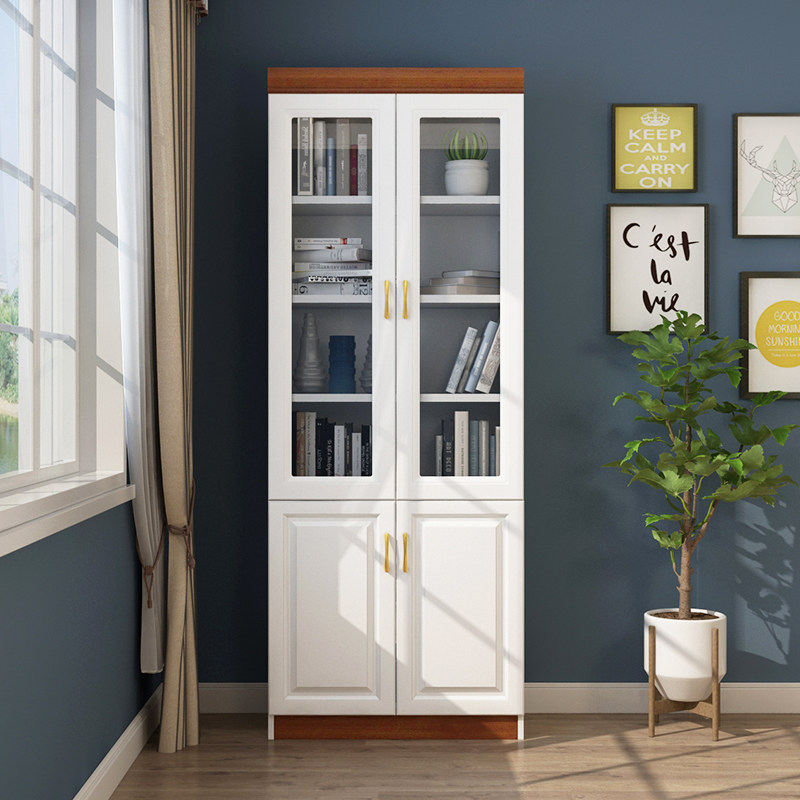 书柜靠墙现代简约家用落地柜子书房玻璃门收纳柜文件柜展示柜书橱 搜又搜 Www Soyouso Com