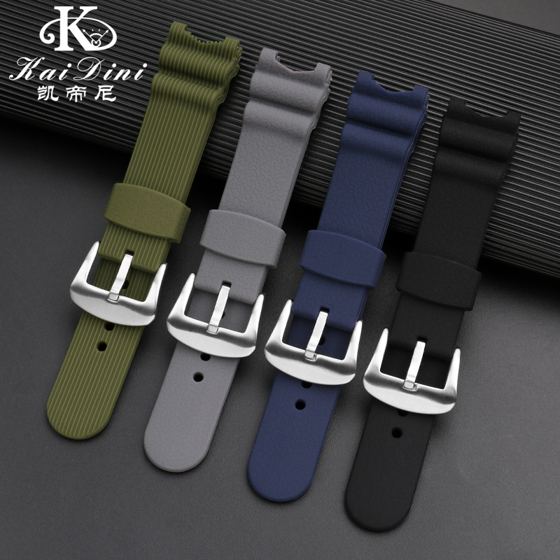 适用卡西欧表带真皮EF-524D 524SP硅胶表带 牛皮手表链配件 男 - 图0