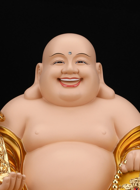 弥勒佛菩萨佛像大肚开心笑佛家用客厅办公司店铺供奉招财树脂摆件