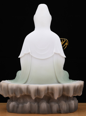 南海观音佛像摆件坐山观世音菩萨像体真身普陀山家用供奉汉白玉