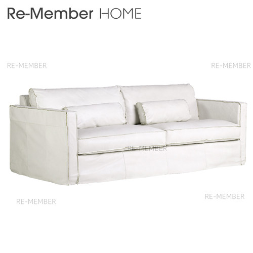 Rememberhome北欧中古诧寂奶油复古风头层牛皮小户型羽绒CUCO沙发 - 图3